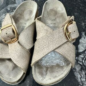 Birkenstock Siena Big Buckle Rose Gold Metallic Leather Sandals Women's size 36